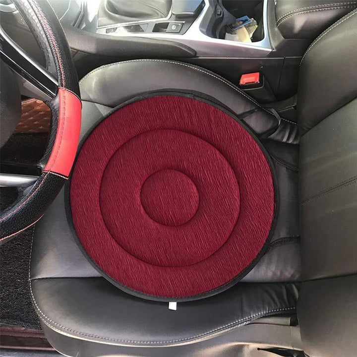Unisex memory foam car seat cushion, 360-degree rotation, black anti-slip base for safe use