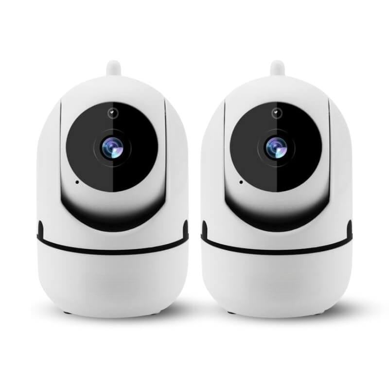 Rotating WiFi indoor camera with motion tracking for continuous home security surveillance, 1080p.