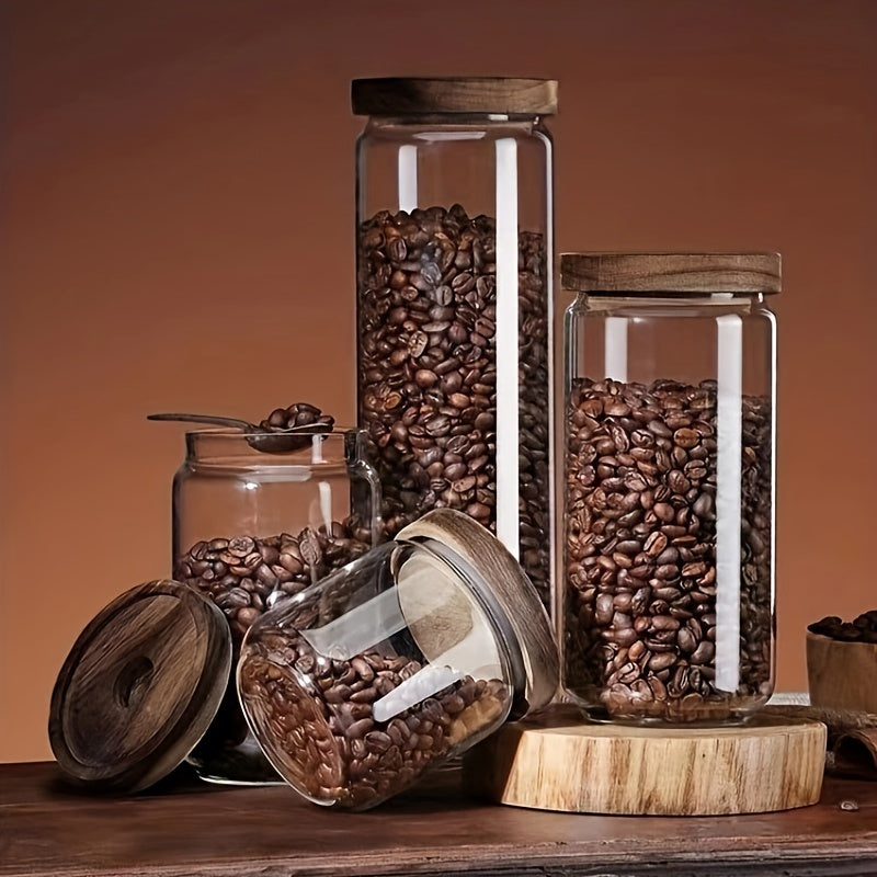 Elegant LunaSeal glass jar, microwave safe, for airtight food storage and kitchen decor.