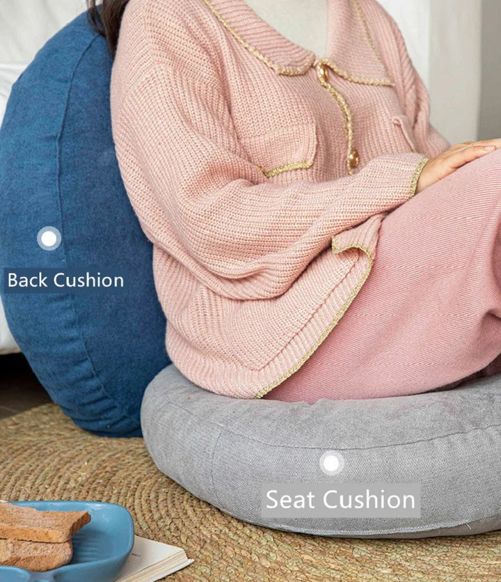 Supportive round floor cushion, a versatile meditation pillow & yoga prop for comfort & zen.