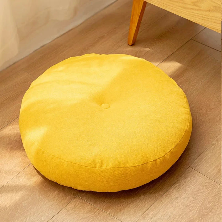 Unisex round meditation cushion. Provides comfort & support for yoga, relaxation, & zen practices.