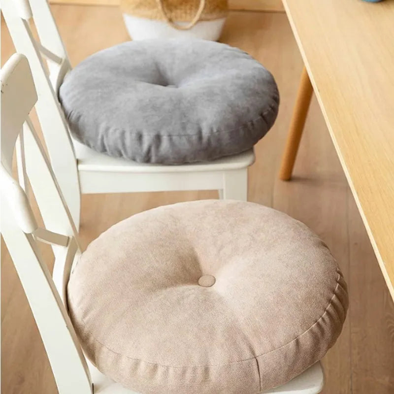 Zen living with a handmade round polyester floor cushion. Ideal for meditation & comfort.