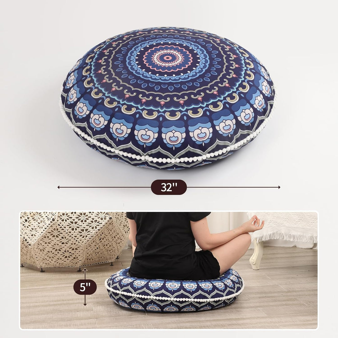 Comfortable unisex round memory foam meditation cushion for deep relaxation & improved posture during yoga.