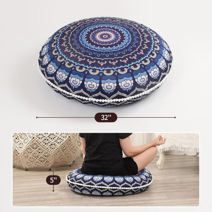 Comfortable unisex round memory foam meditation cushion for deep relaxation & improved posture during yoga.