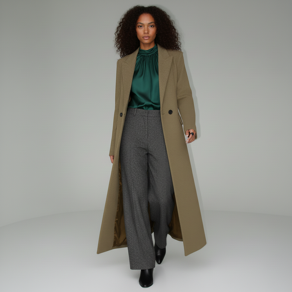 Chic ruby longline tailored coat for women, a fitted and elegant piece for modern fashion.