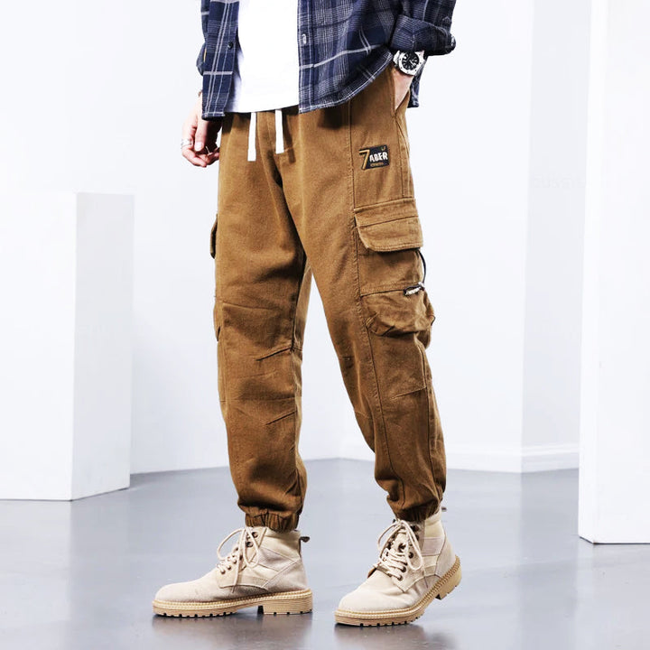 Versatile men's outdoor cargo pants, rugged & stylish, designed for durability and everyday comfort.