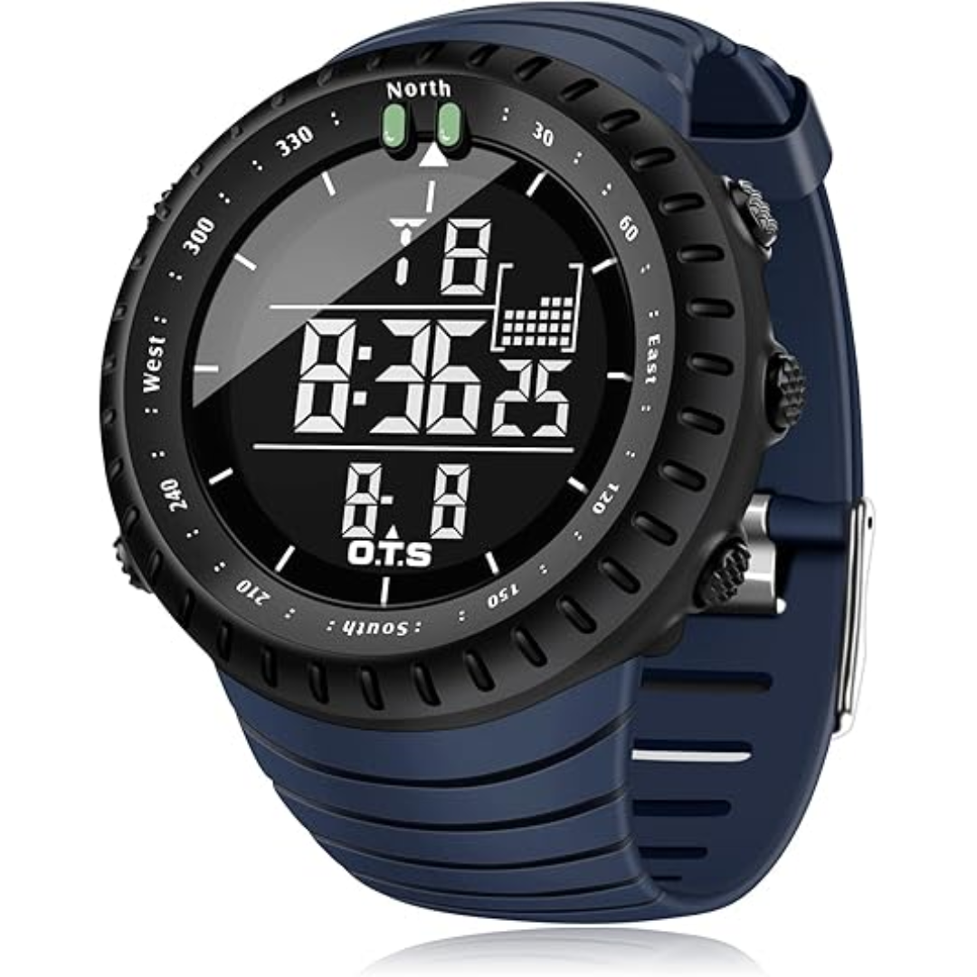 Men's tactical digital watch, ideal for outdoor sports and adventure with durable construction.