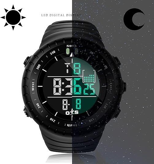 Digital men's watch, perfect for sports and outdoor activities, with reliable waterproof features.