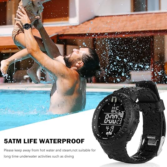 Shock resistant men's digital sports watch, a reliable accessory for any outdoor enthusiast.