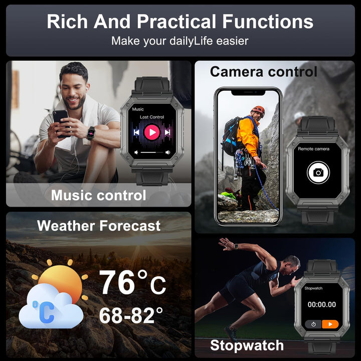 Sport watch for men, military smartwatch with health monitoring, designed for extreme conditions