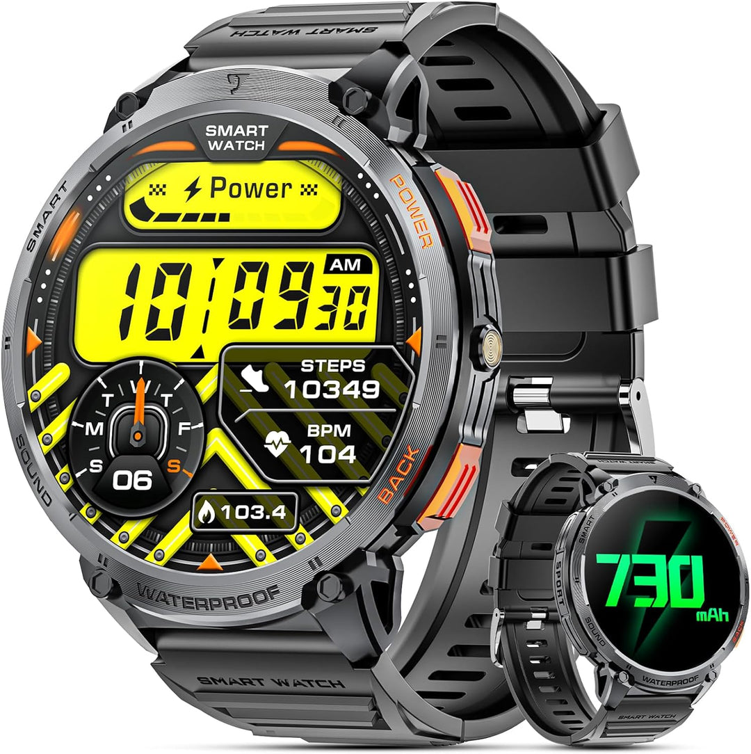 Men's military smartwatch, built for tough conditions, featuring a 1.85" HD screen.