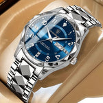Silver bracelet with blue dial