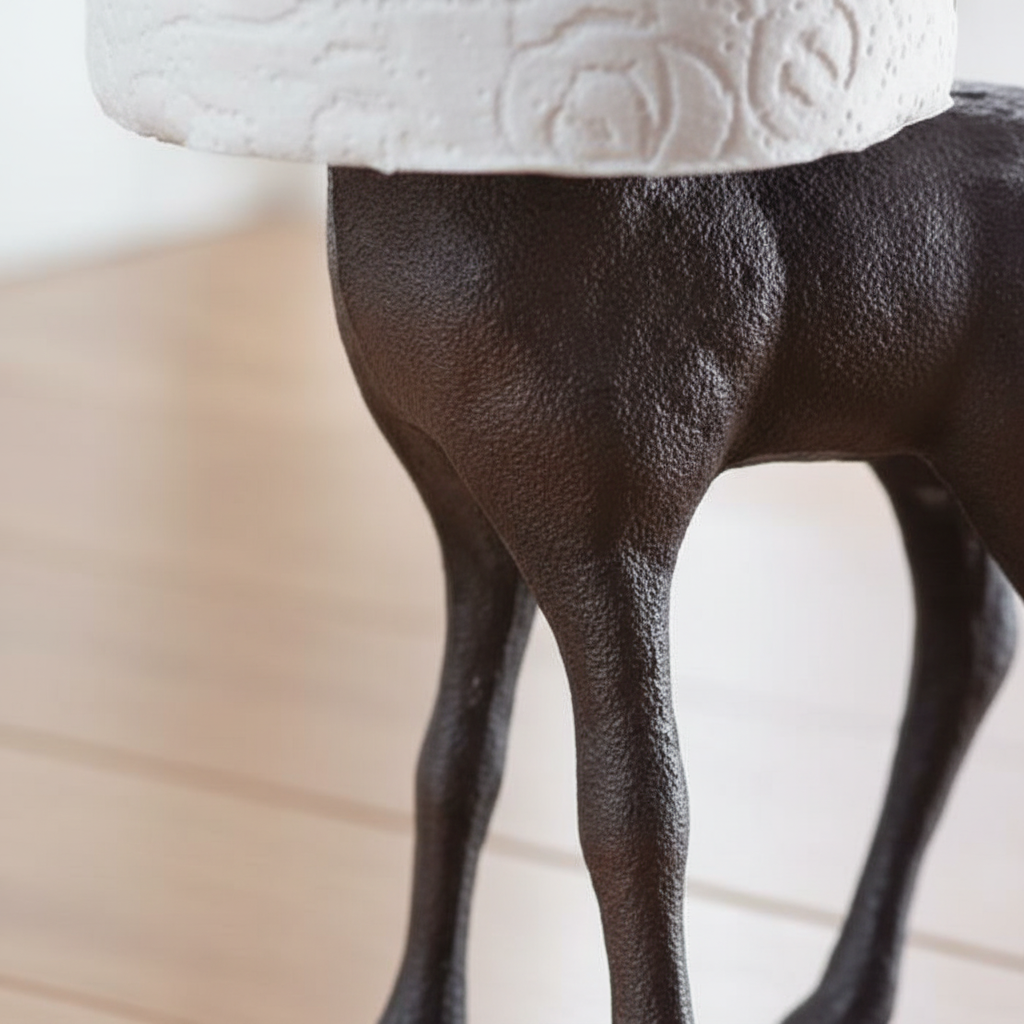 Freestanding giraffe toilet paper holder, a unique animal storage solution and decorative bathroom accessory.