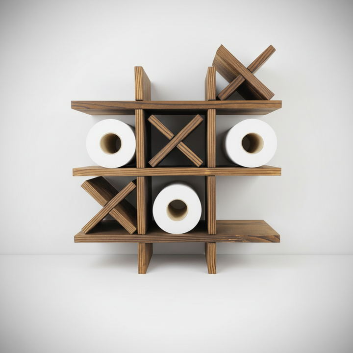 Handmade PineGrid wooden wall shelf, ideal for bathroom organization and rustic decor