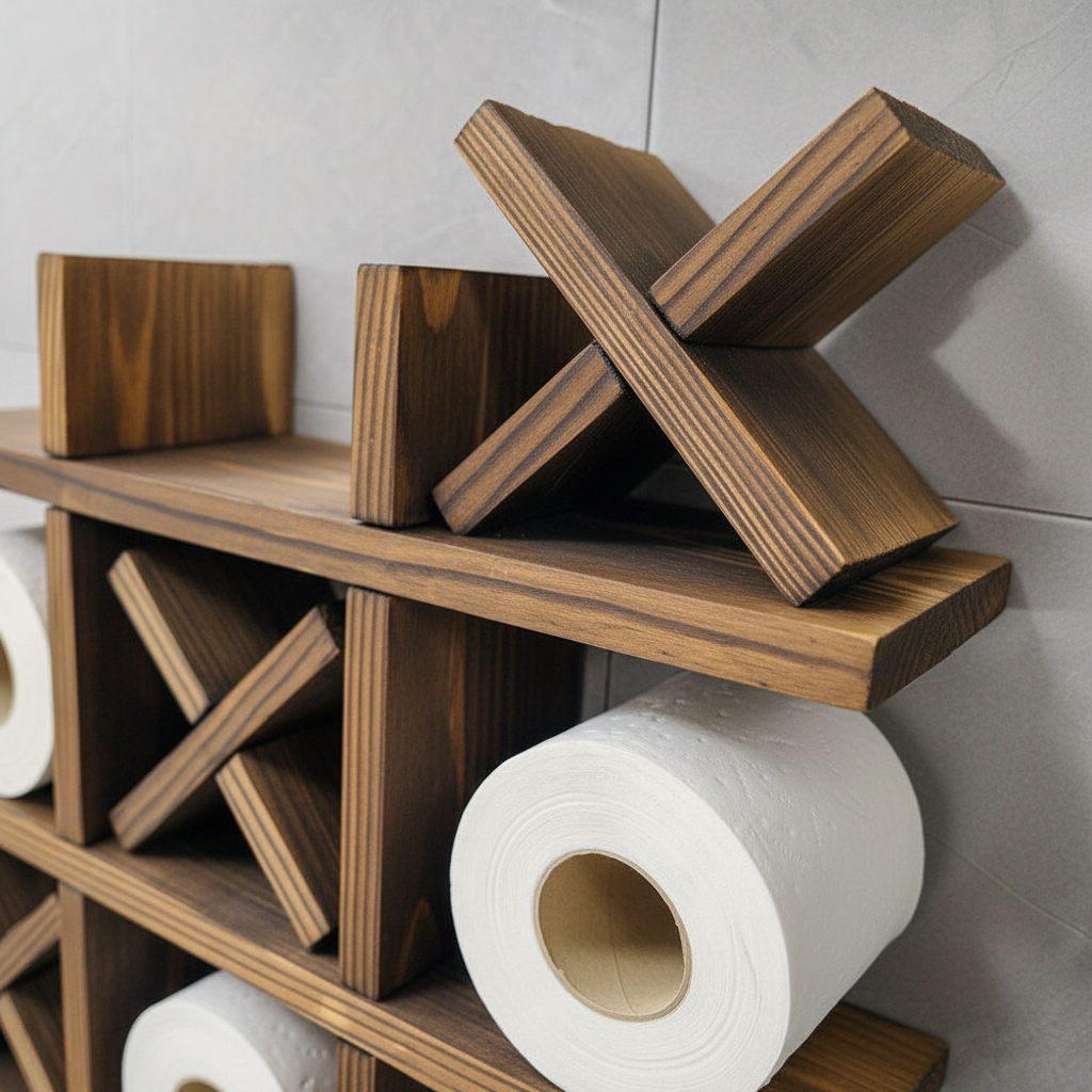 Space-saving wooden wall shelf in rustic pine, perfect for displaying decor items