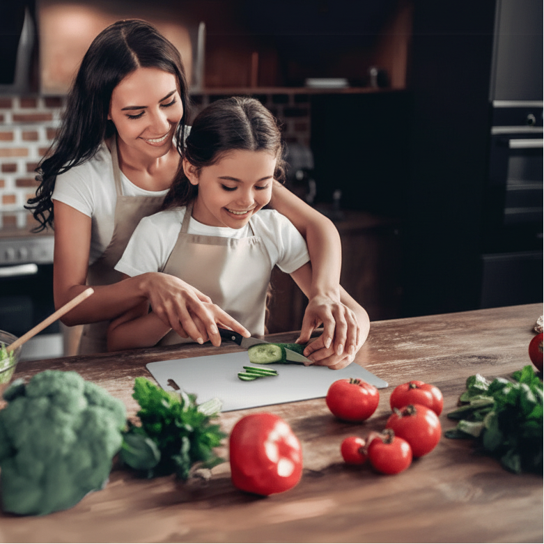 Chef chopping vegetables on a sleek, rustproof stainless steel cutting board, perfect for efficient food prep.