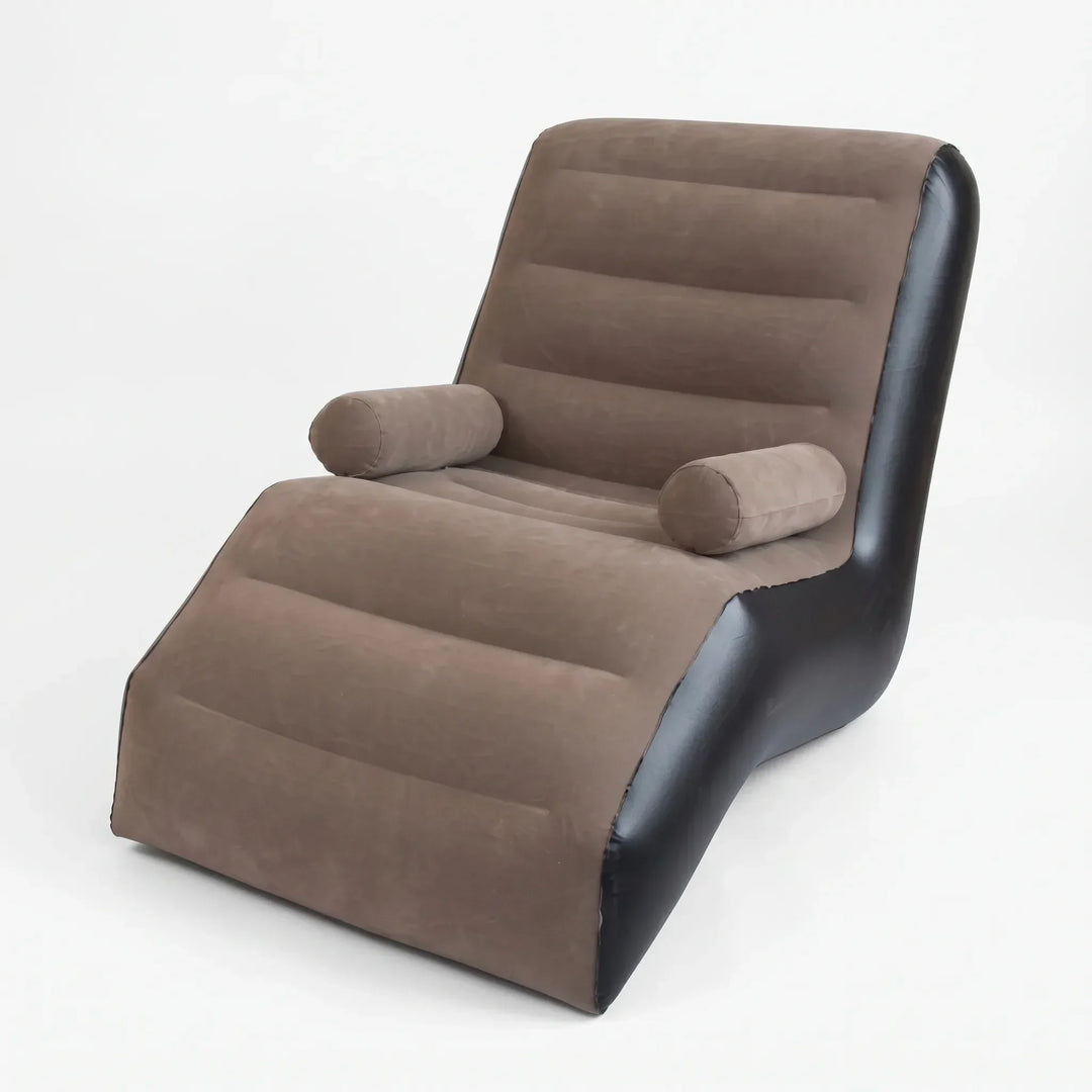 Modern S-shaped inflatable lounger. Perfect lightweight & portable outdoor seating for garden relaxation or patio comfort.