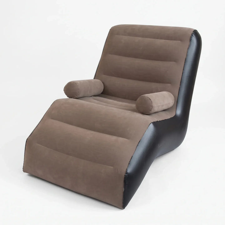 Modern S-shaped inflatable lounger. Perfect lightweight & portable outdoor seating for garden relaxation or patio comfort.