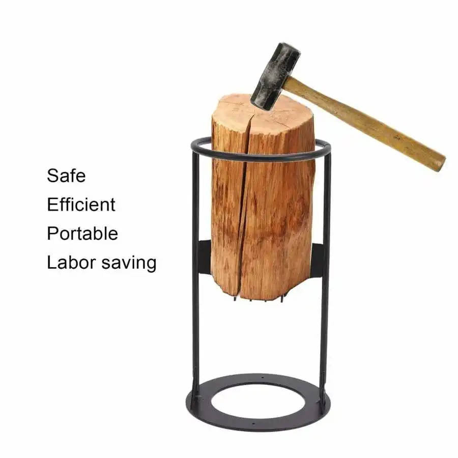 Safe manual kindling splitter. Easy-to-use cast iron wood tool for fast firewood processing at home or camp.