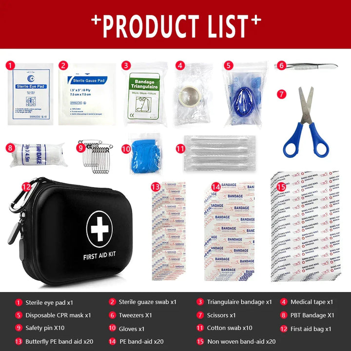 Essential SafeKit Pro 91-piece first aid kit for car safety, road trips, and vehicle preparedness.