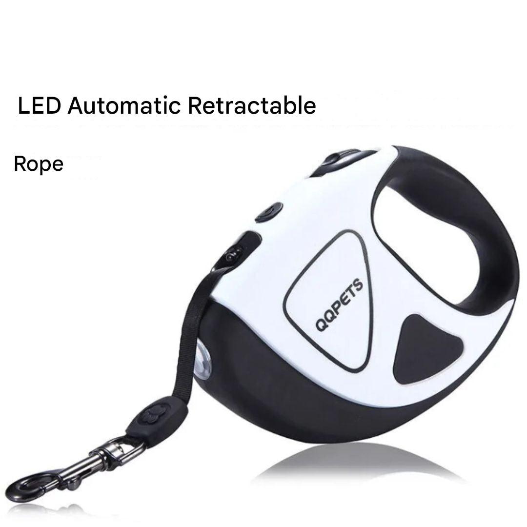 Ergonomic retractable dog lead with powerful LED lamp for clear visibility during dusk walks.