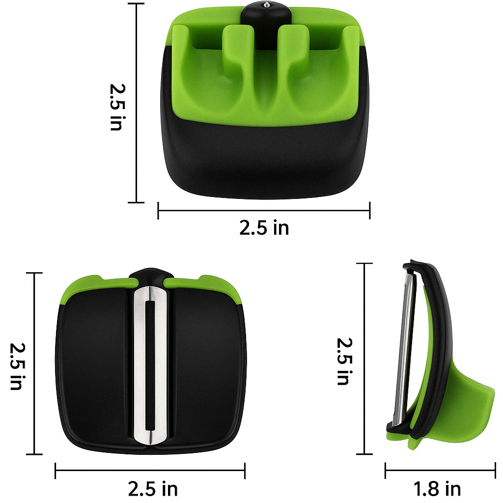 Efficient fruit & vegetable peeler with finger guard, making kitchen prep safer and faster for all users.