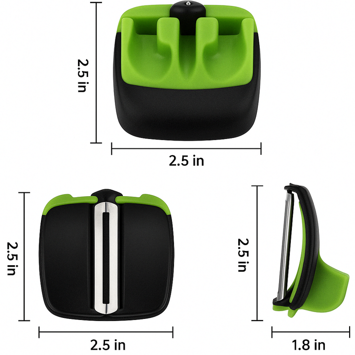 Efficient fruit & vegetable peeler with finger guard, making kitchen prep safer and faster for all users.