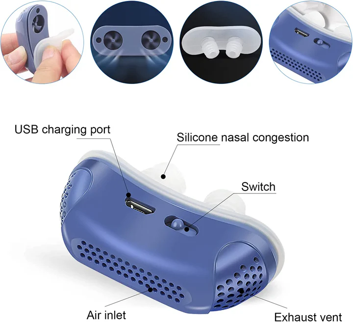 Unisex portable maskless nasal CPAP device for travel. Effective sleep apnea & anti-snoring solution for better sleep.
