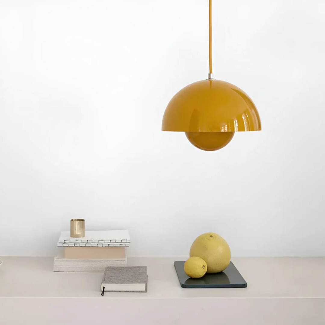 White LED pendant lamp with a distinct floral outline, Scandinavian trend, home decor piece