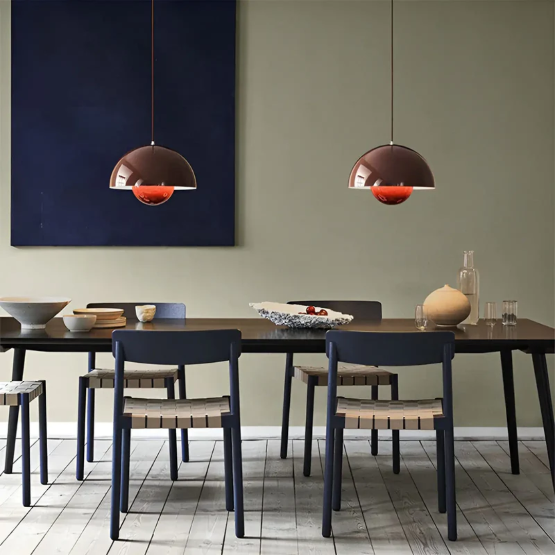 White LED flower lamp, adjustable cable, Nordic style, ideal for versatile interior design