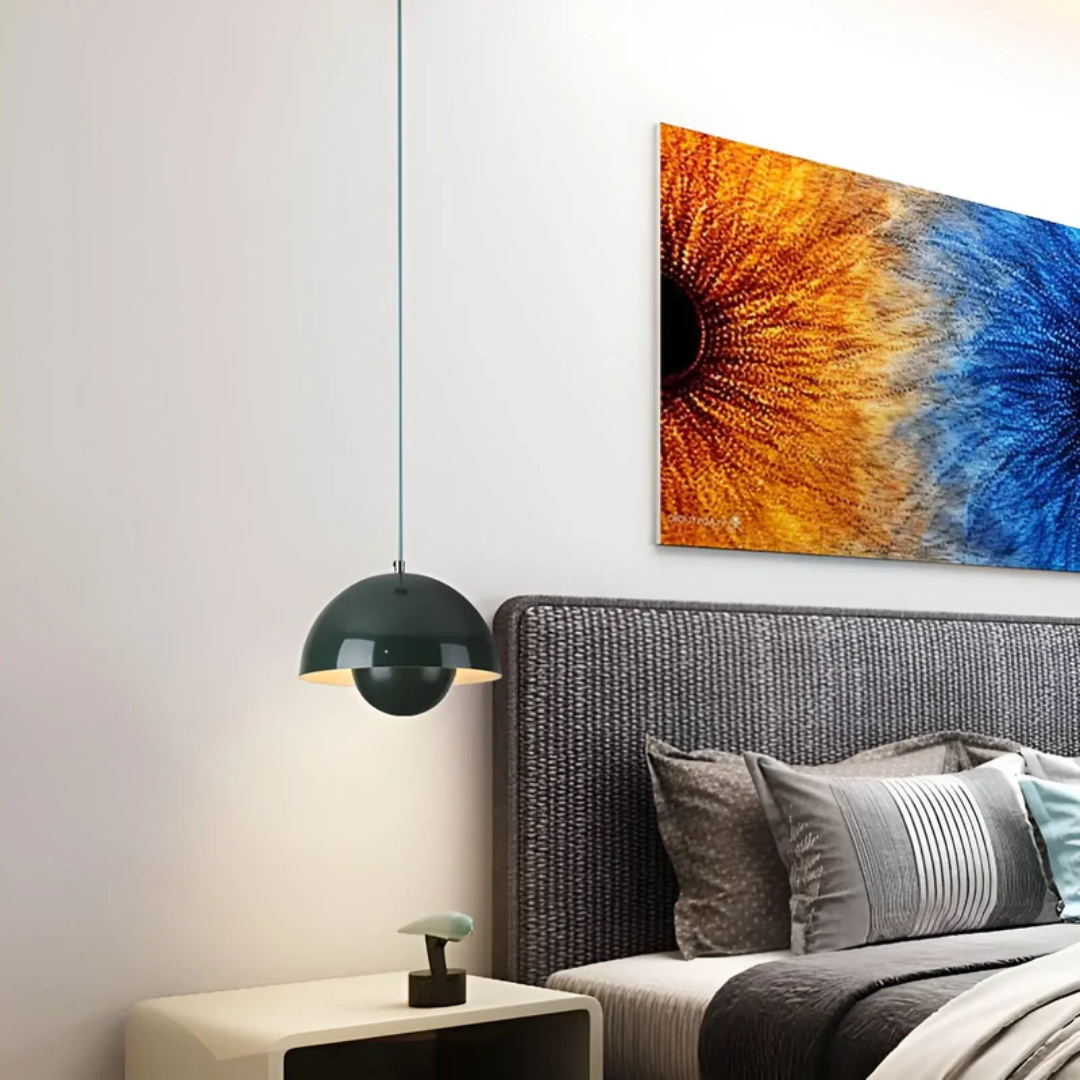 Scandinavian white LED pendant light, floral pattern, an artful piece of contemporary lighting