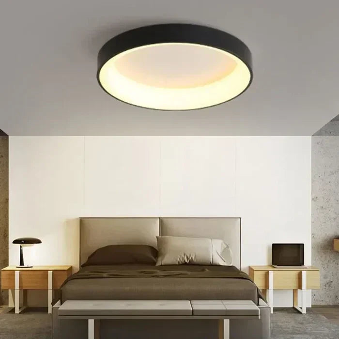 Stylish round LED ceiling lamp with Scandinavian design, perfect for contemporary interior lighting. Bright & efficient.