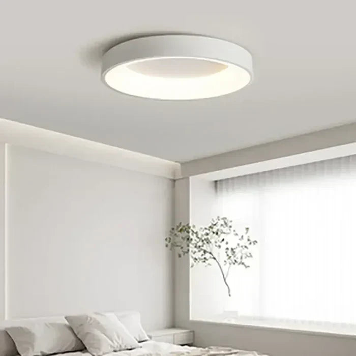 Modern Scandinavian round LED ceiling lamp, ideal for hallway or kitchen, offering efficient ambient lighting.