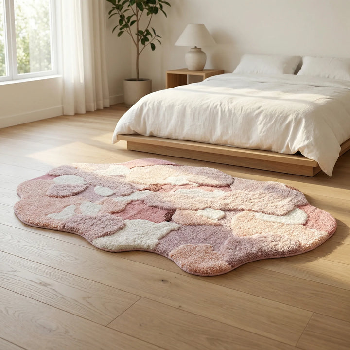Statement Flowique sculpted area rug featuring elegant floral and wave patterns, bringing nature to your home.