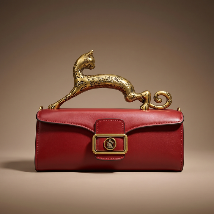 Distinctive sculptural leopard print leather bag, a modern artistic handbag for women.