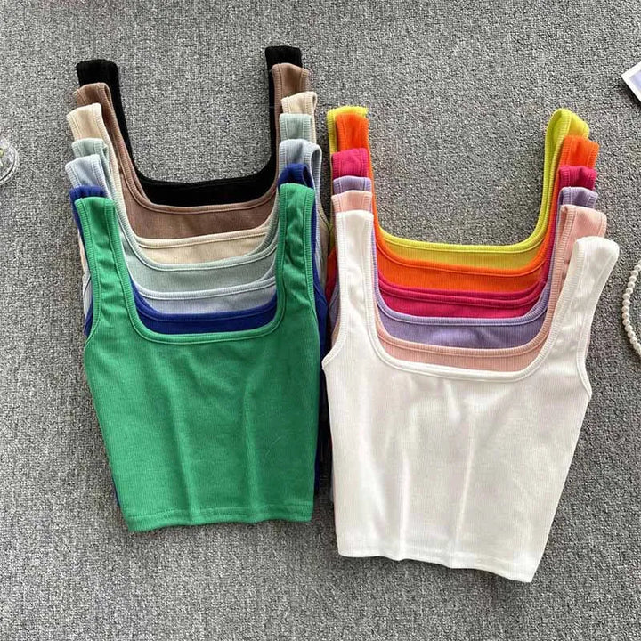 Casual women's backless cropped tank, seamless design, ideal for summer outfits.