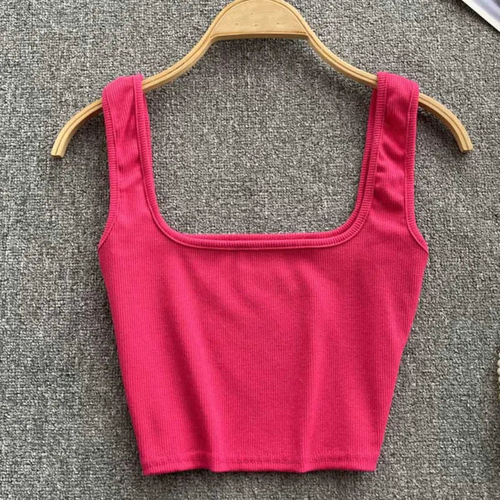 Elegant seamless backless cropped tank, women's apparel for a stylish summer look.