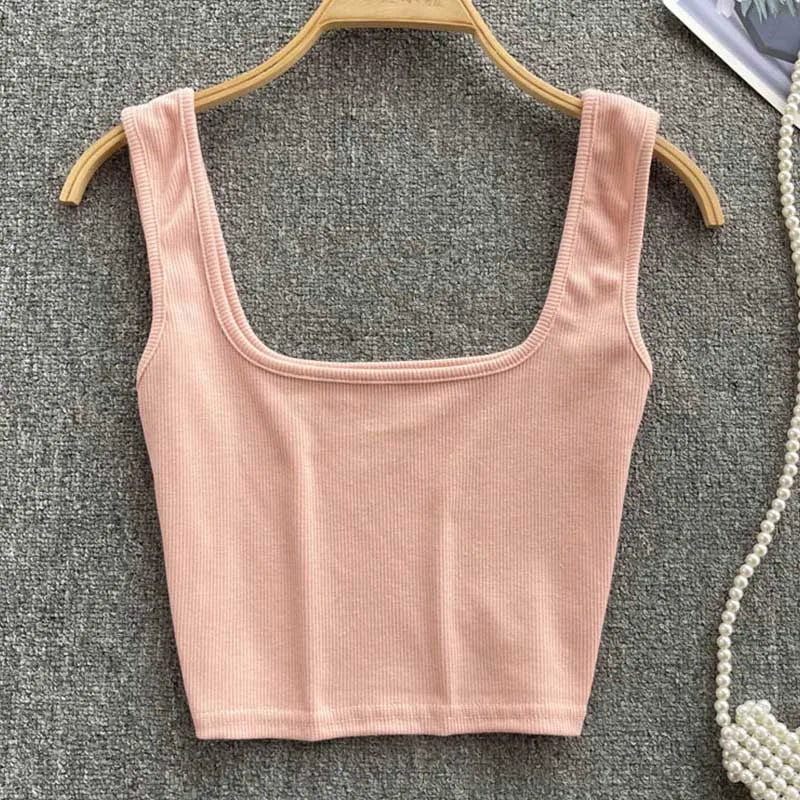 Stretch fabric seamless cropped backless top for women, great for warm weather.