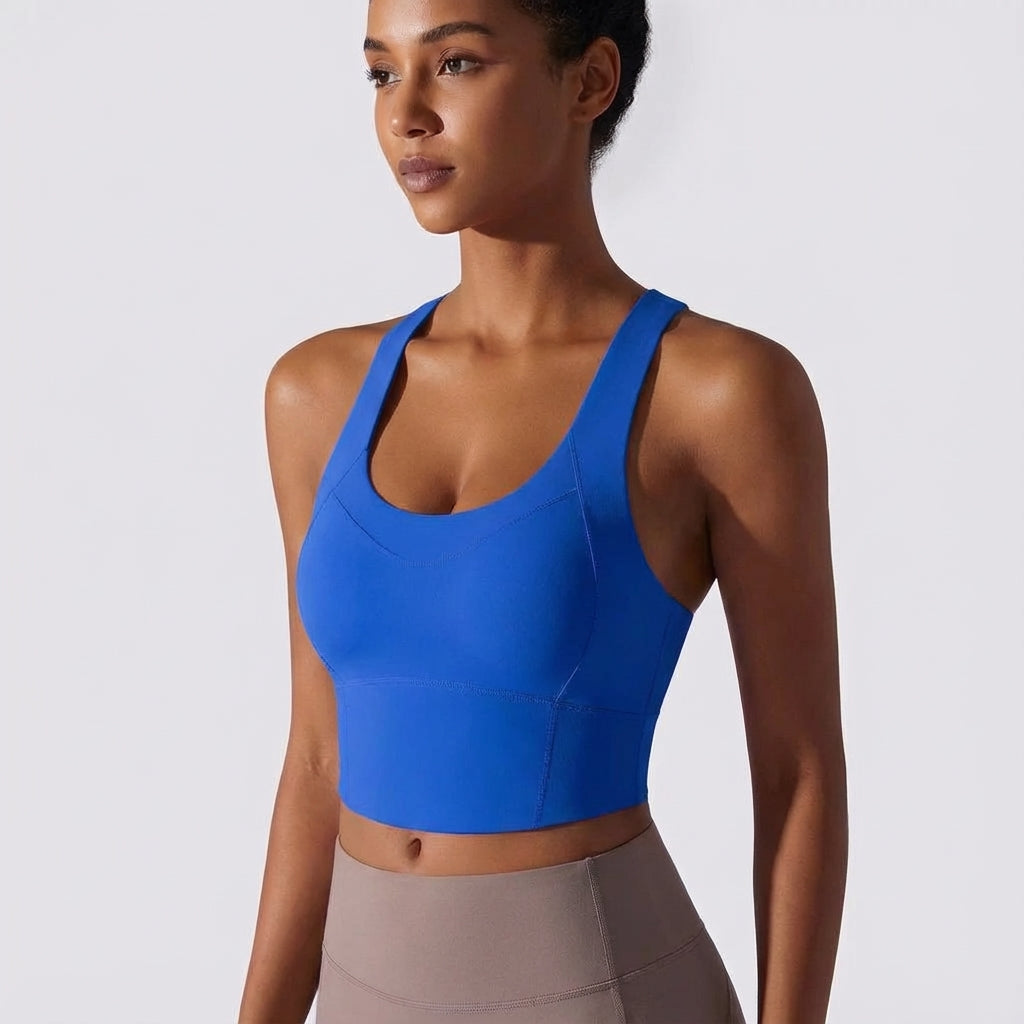 Moisture-wicking women's seamless padded sports bra tank, comfortable activewear