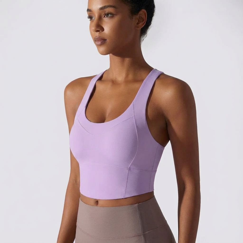 Stylish women's seamless padded tank top for fitness, gym clothing and yoga wear