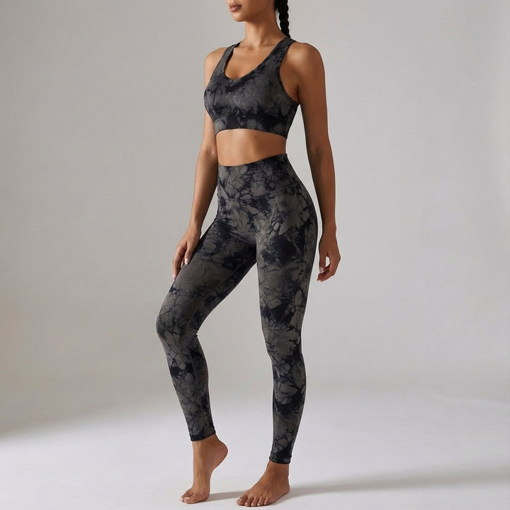 Three seamless activewear sets in pink, blue, and purple, perfect for women's gym and yoga