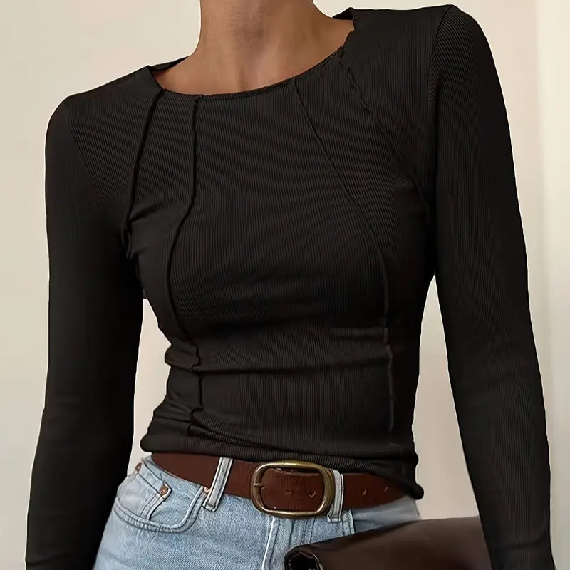 Comfortable & flattering seamless slim fit women's top. Versatile everyday casual wear & elegant layering.