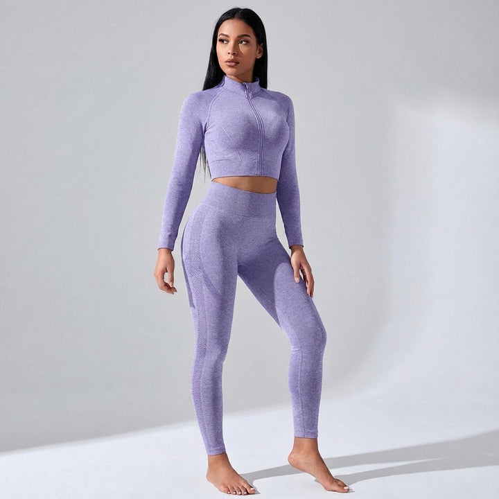 Rosie seamless fitness set including a supportive crop top and flexible leggings for women