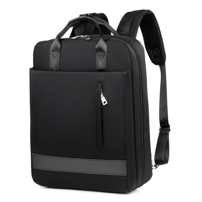 Close-up of USB charging port on anti-theft backpack, perfect for on-the-go device power.