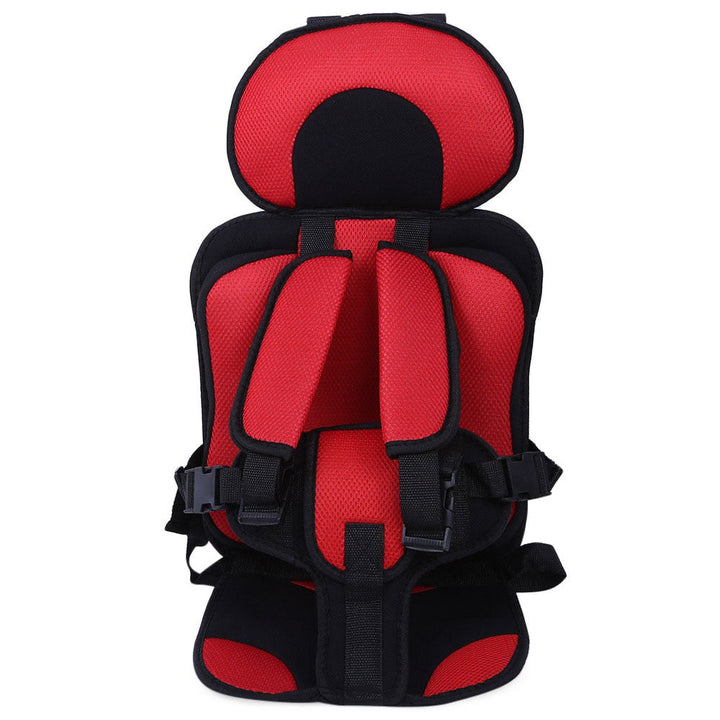 Five-point harness child car seat, padded & breathable for secure long journeys & road trips.