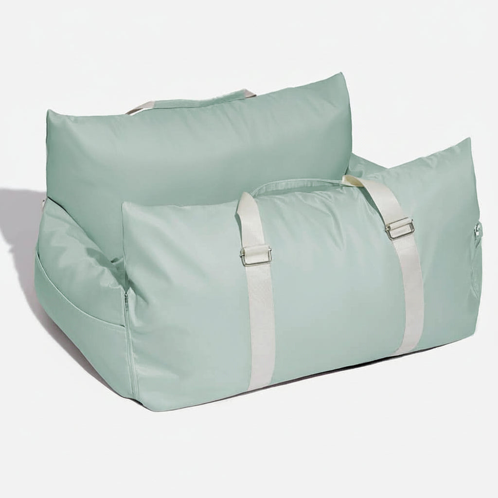 Dog travel booster seat with safety straps; ensures secure & comfortable journey for your pet.