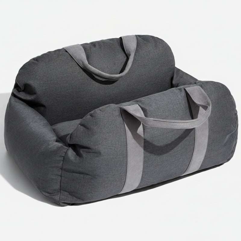 Dog car booster seat, secure and comfortable; perfect pet travel bed for safe vehicle trips.