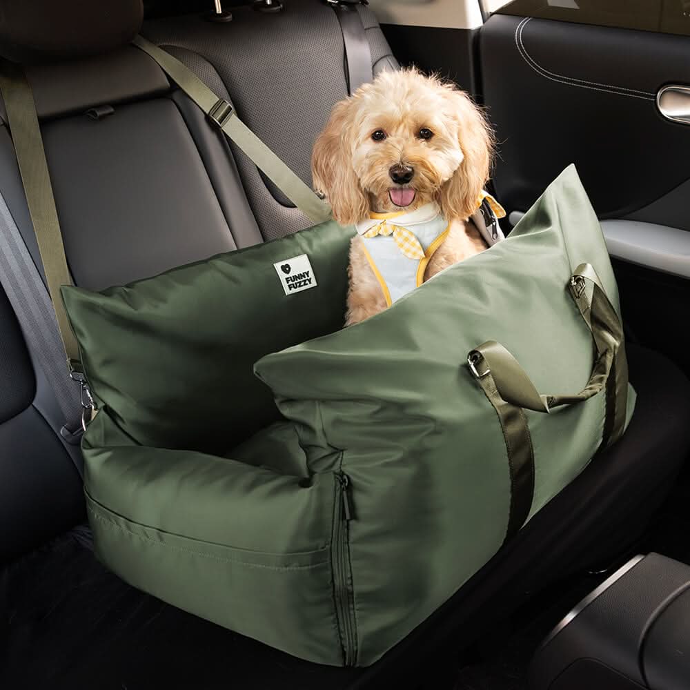 Comfortable dog car seat for small dogs; secure pet booster, non-slip design for safety.