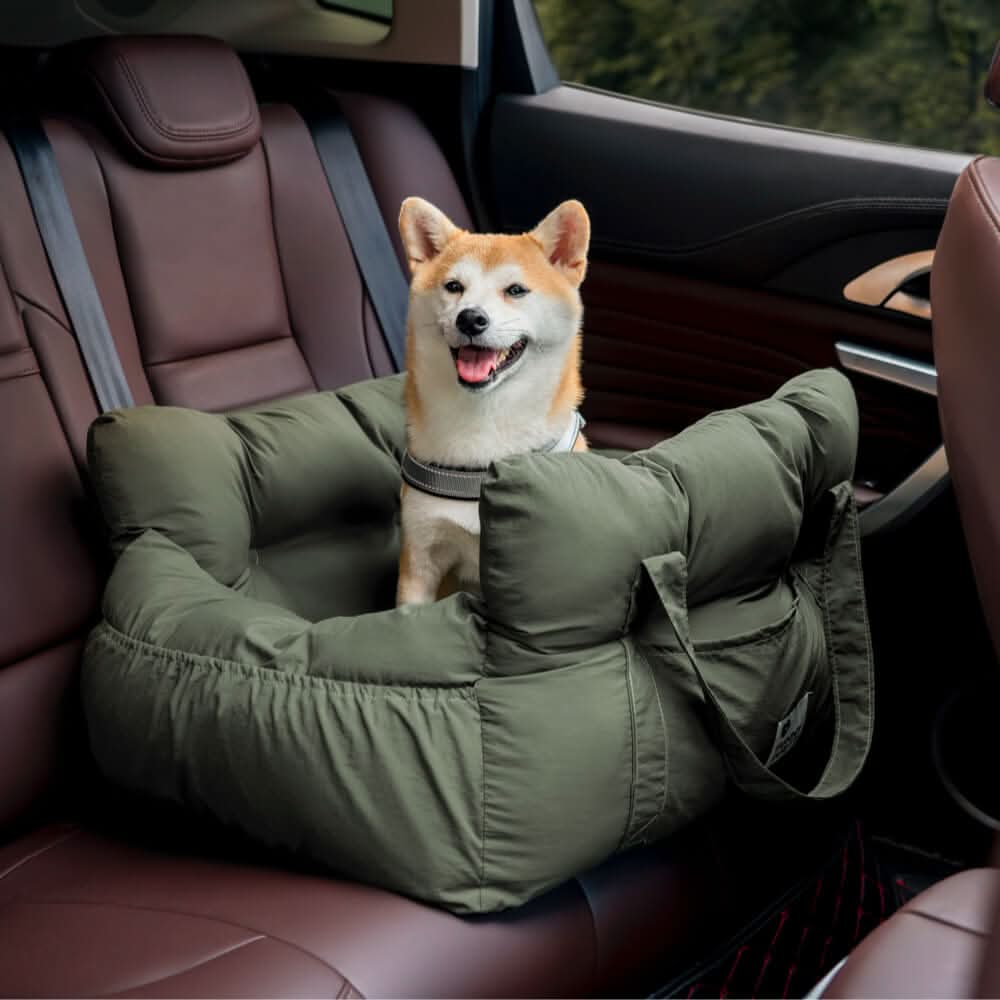 Secure & comfortable dog car booster seat; non-slip design, perfect pet travel bed for cars.