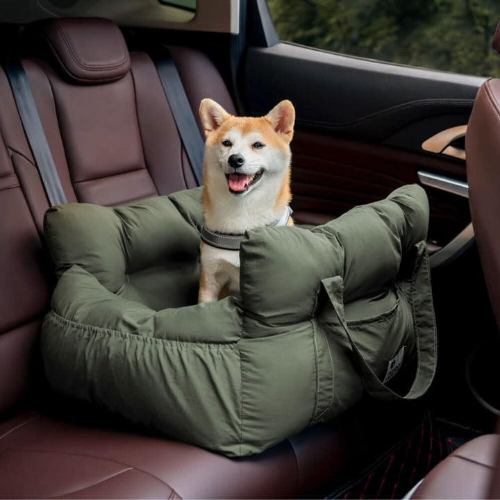 Secure & comfortable dog car booster seat; non-slip design, perfect pet travel bed for cars.
